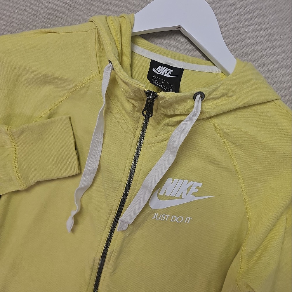 Nike Womens Small Yellow Full-Zip Hoodie Just Do It Graphic Print LogoCN6892-785